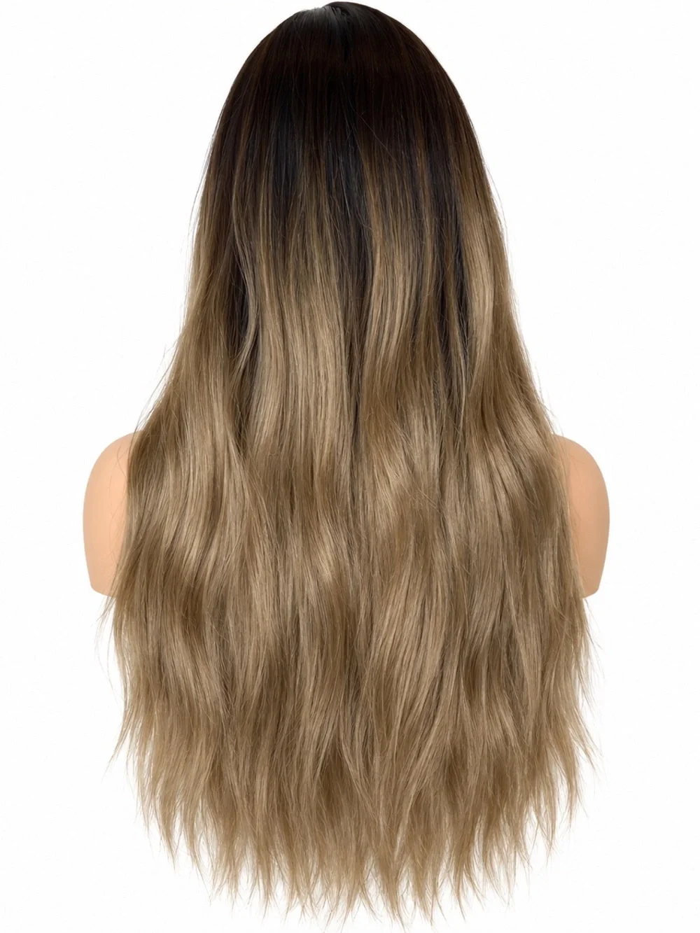 Long Wavy Ombre Lace Front Wig - Brown Blonde 24 inches long